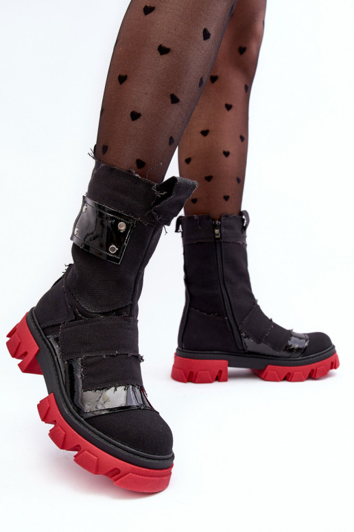  Botas de mujer con cremalleras de color negro Elinare
