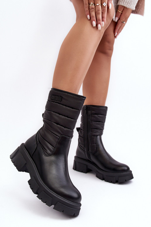 Botas de nieve Botas calentamiento con cremalleras de color negro Big Star MM274068