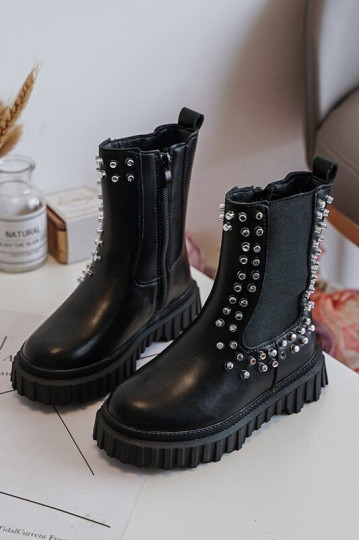 botas con estilo Infantil Decorado Con pedrería de color negro Adelie 2