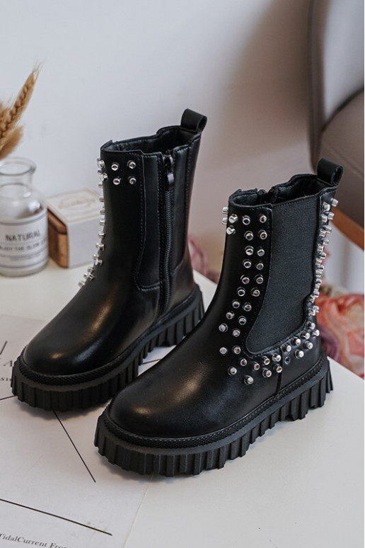 botas con estilo Infantil Decorado Con pedrería de color negro Adelie