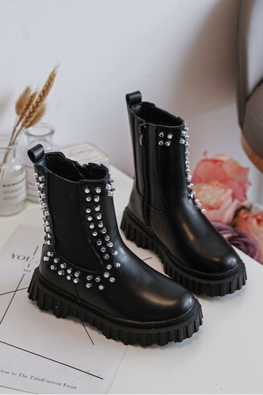botas con estilo Infantil Decorado Con pedrería de color negro Adelie