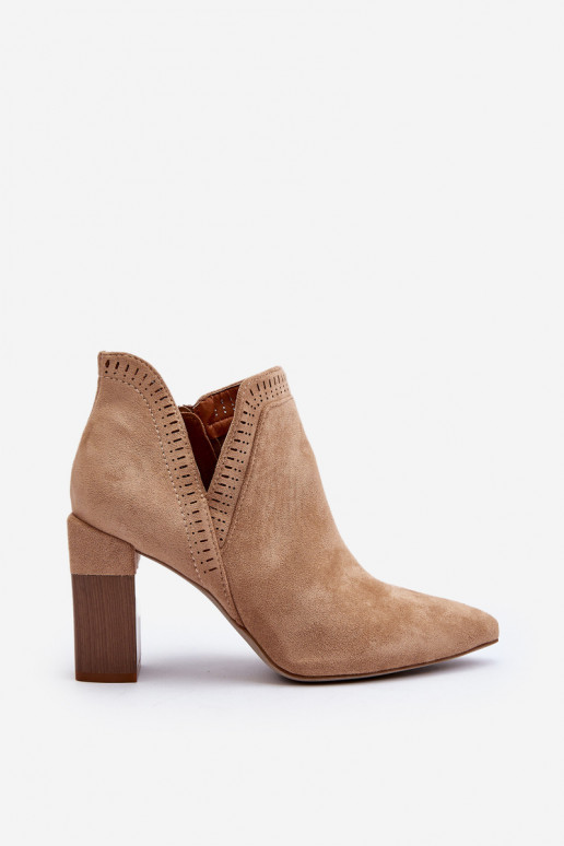 Botas con tacones con elementos calados beige Vailen