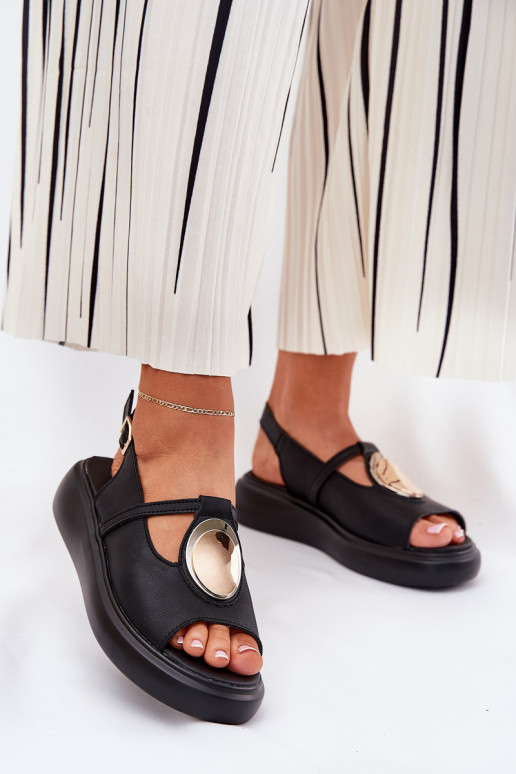 Piel Estilo elegante Sandalias de mujer S.Barski GR51-603 de color negro