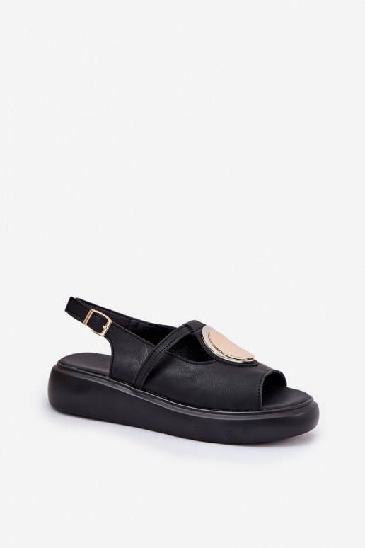 Piel Estilo elegante Sandalias de mujer S.Barski GR51-603 de color negro