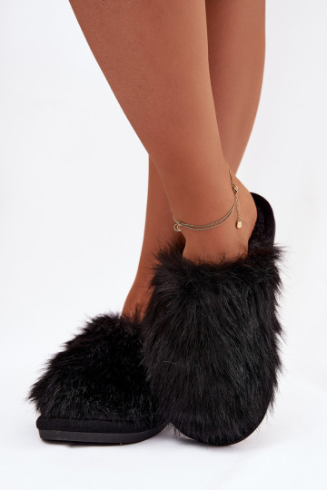 Zapatillas negras para mujer Katrisse con pelo 2