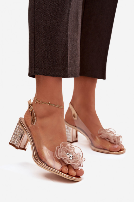 sandalias con tacones con adornos D&A MR52-238 color oro rosa