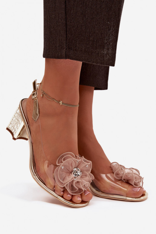 sandalias con tacones con adornos D&A MR52-238 color dorado