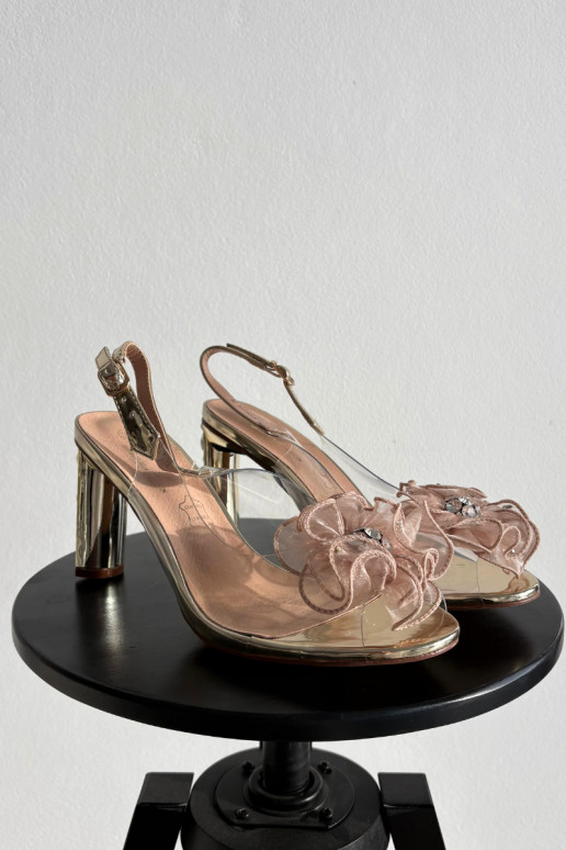 sandalias con tacones con adornos I Kryształkami D&A MR52-236 color dorado