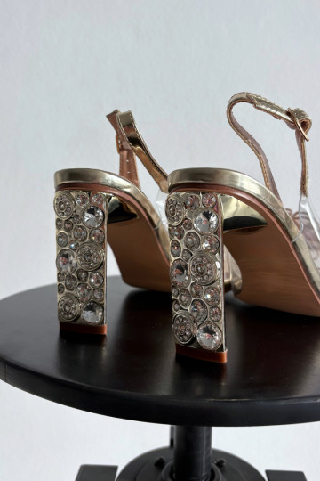 Sandalias con tacones y adornos D&A MR52-236, color oro 2