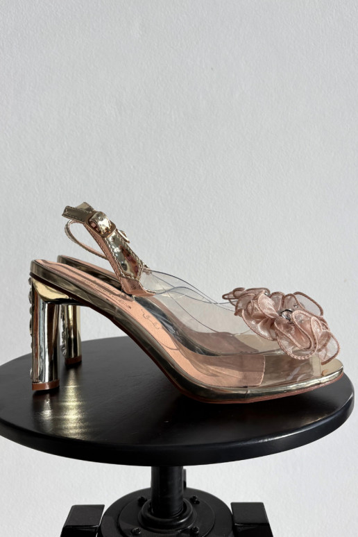 sandalias con tacones con adornos I Kryształkami D&A MR52-236 color dorado