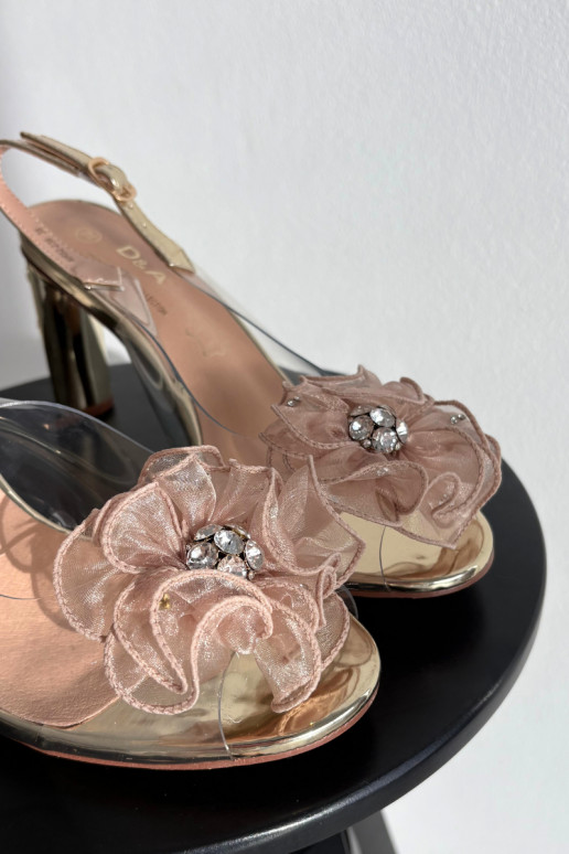 sandalias con tacones con adornos I Kryształkami D&A MR52-236 color dorado