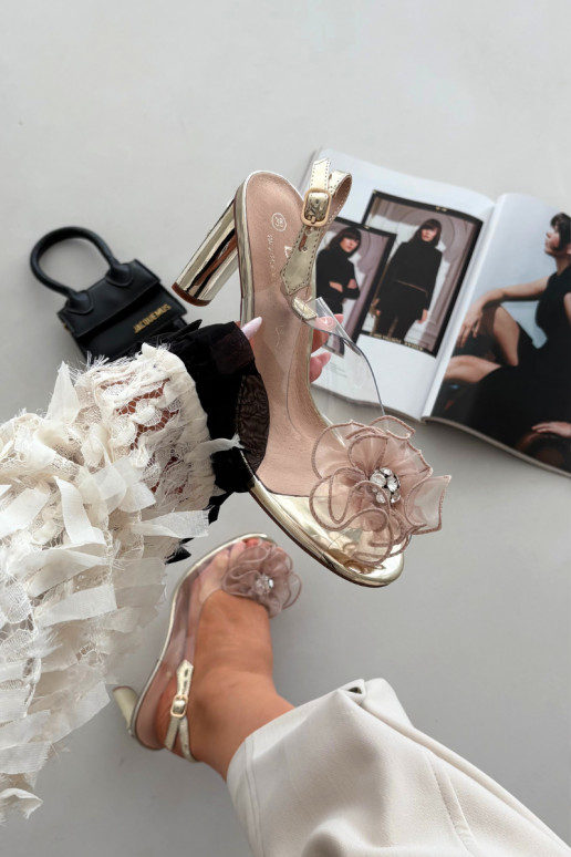 sandalias con tacones con adornos I Kryształkami D&A MR52-236 color dorado