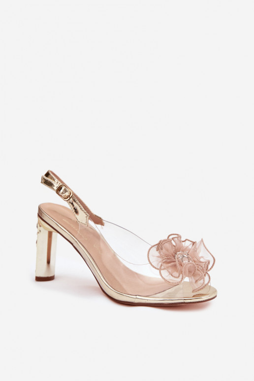 sandalias con tacones con adornos I Kryształkami D&A MR52-236 color dorado