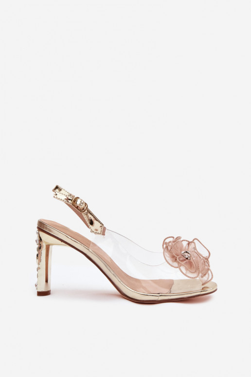 sandalias con tacones con adornos I Kryształkami D&A MR52-236 color dorado