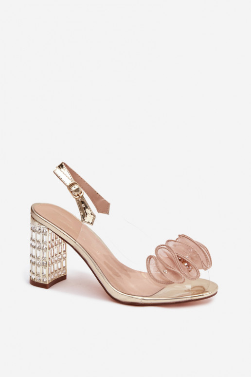 sandalias con tacones con ojos brillantes D&A MR52-237 color dorado