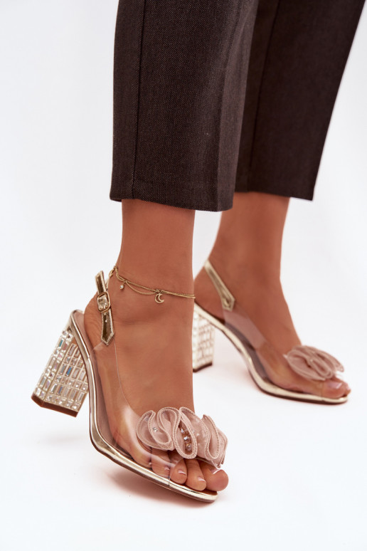 sandalias con tacones con ojos brillantes D&A MR52-237 color dorado