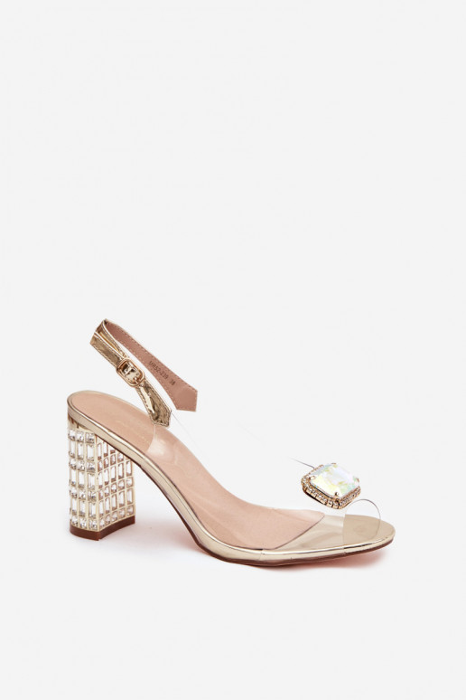 Ver a través de sandalias con tacones con ojos brillantes D&A MR52-239 color dorado