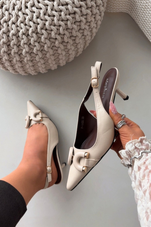 Sandalias de mujer con tacones finos Con decoraciones Detalem color marfil Brienne