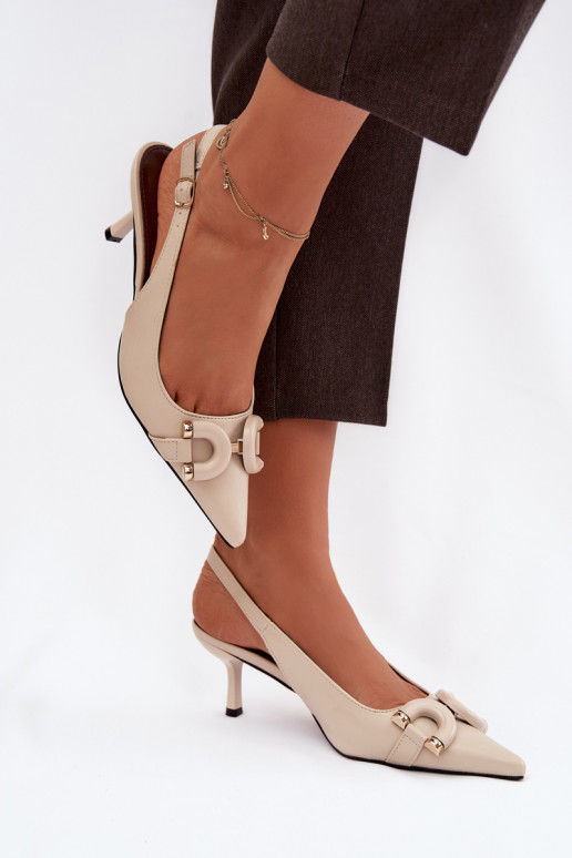 Sandalias de mujer con tacones finos Con decoraciones Detalem color marfil Brienne