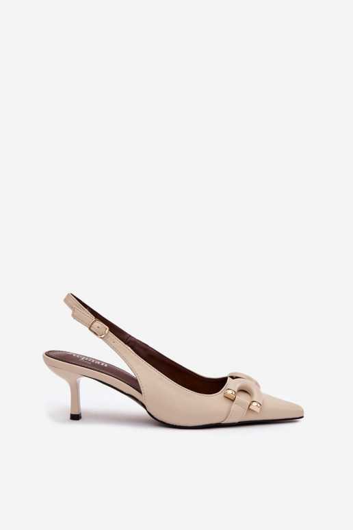 Sandalias de mujer con tacones finos Con decoraciones Detalem color marfil Brienne