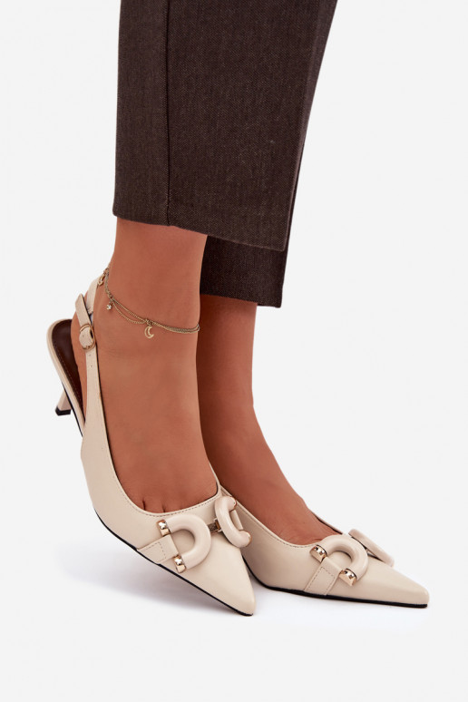 Sandalias de mujer con tacones finos Con decoraciones Detalem color marfil Brienne