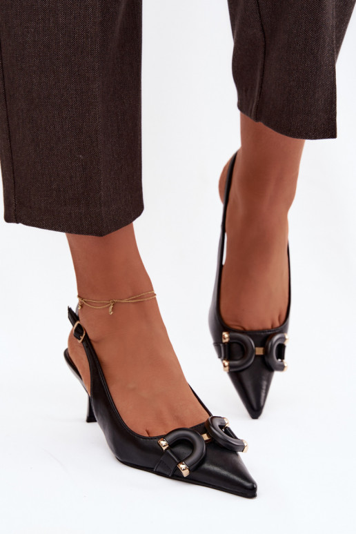 Sandalias de mujer con tacones finos Con decoraciones Detalem de color negro Brienne