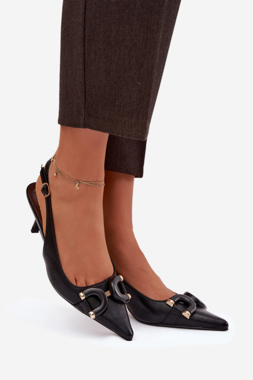 Sandalias de mujer con tacones finos Con decoraciones Detalem de color negro Brienne