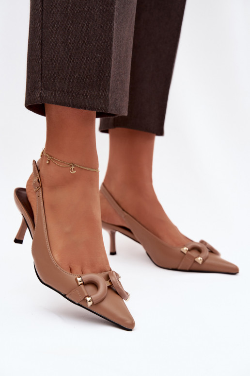 Sandalias de mujer con tacones finos Con decoraciones Detalem color marrón Brienne