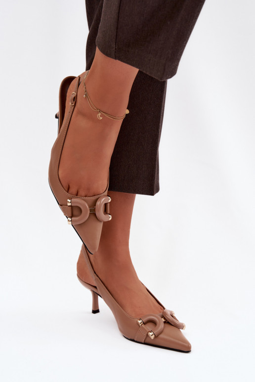 Sandalias de mujer con tacones finos Con decoraciones Detalem color marrón Brienne