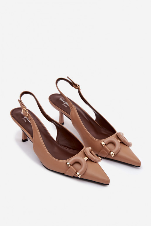 Sandalias de mujer con tacones finos Con decoraciones Detalem color marrón Brienne