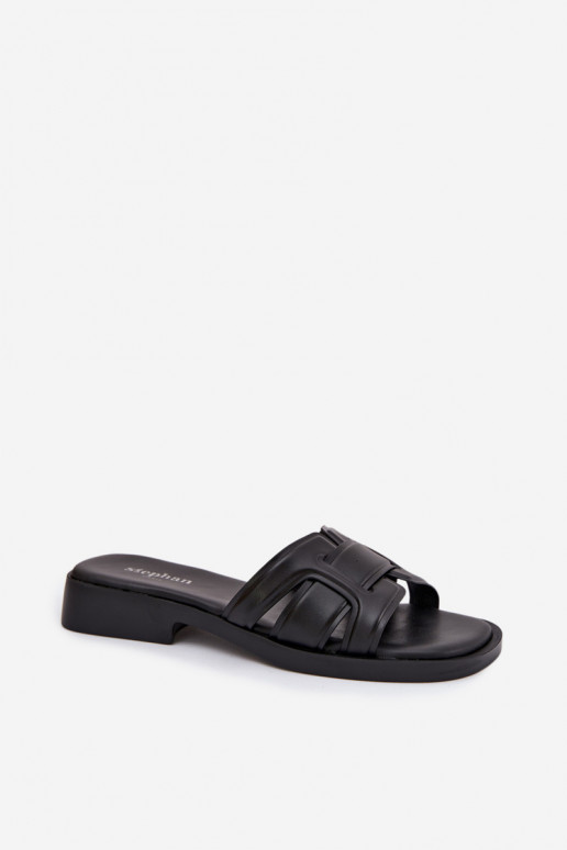 zapatillas de mujer con tacones anchos de color negro Lorania