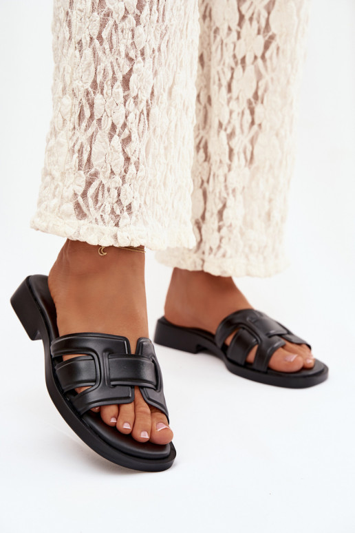 zapatillas de mujer con tacones anchos de color negro Lorania