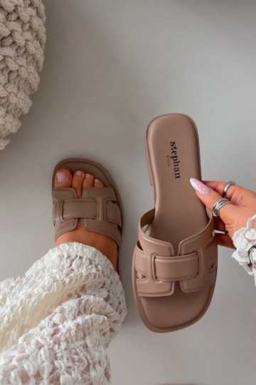 zapatillas de mujer con tacones anchos beige Lorania