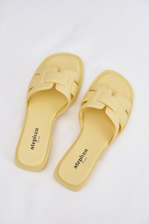 zapatillas de mujer con tacones anchos color amarillo Lorania