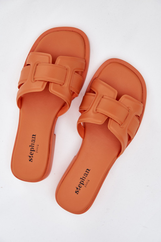 zapatillas de mujer con tacones anchos color naranja Lorania