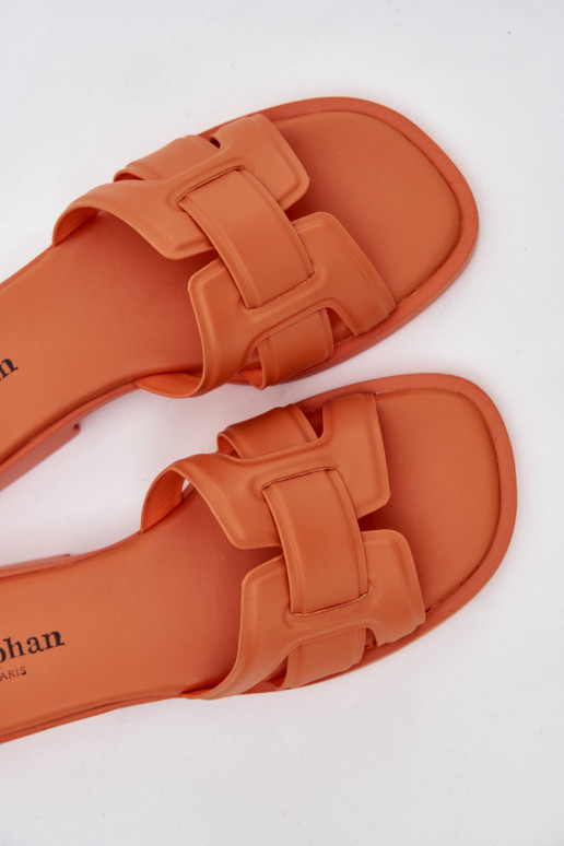 zapatillas de mujer con tacones anchos color naranja Lorania