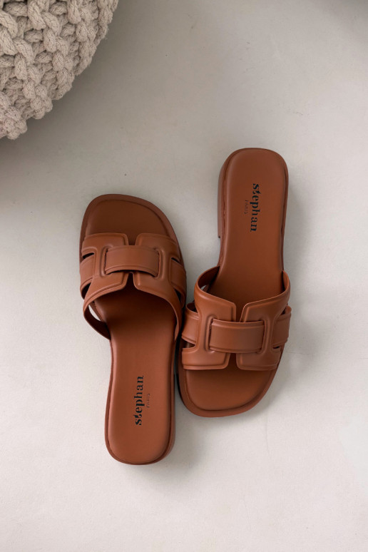 zapatillas de mujer con tacones anchos color marrón Lorania