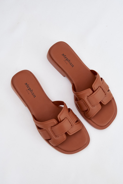 zapatillas de mujer con tacones anchos color marrón Lorania