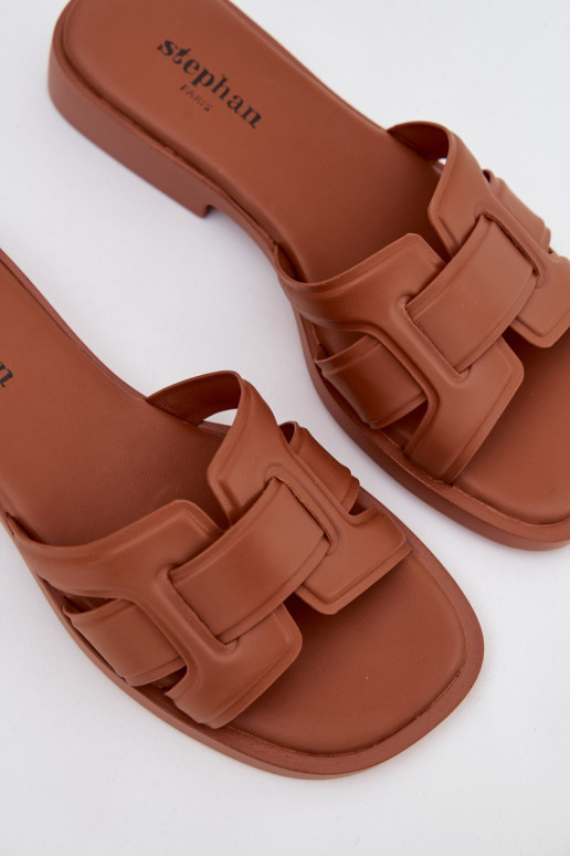 zapatillas de mujer con tacones anchos color marrón Lorania