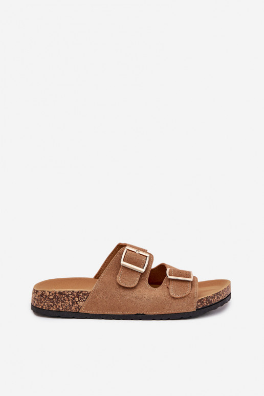 zapatillas de mujer Ze color doradomi con hebillasmi I Przeszyciami color marrón Lunera