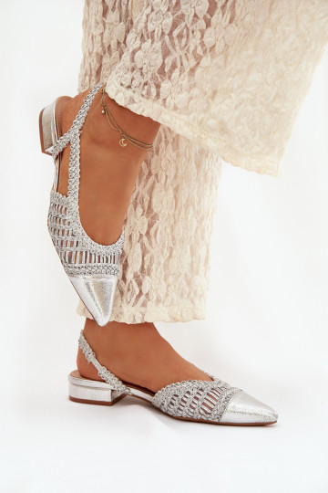 Sandalias de mujer color plateado con detalle trenzado "Nivorra"