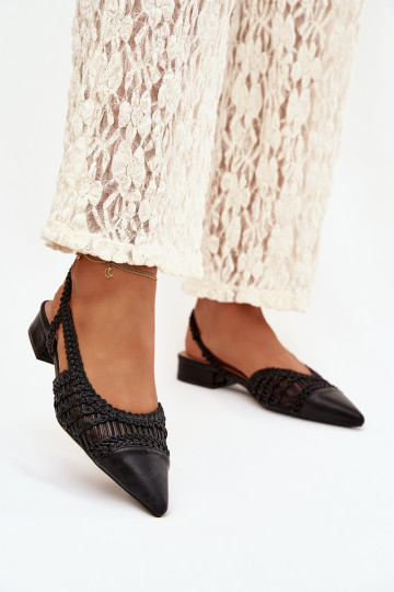 Sandalias de mujer negras con detalle trenzado "Nivorra"