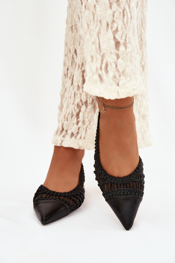 Sandalias de mujer negras con detalle trenzado "Nivorra" 2