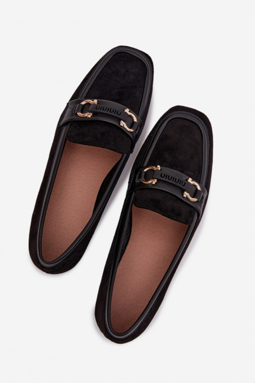 Mocasines de mujer de color negro con elementos decorativos Evelora