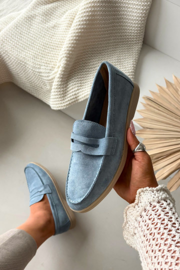 Mocasines de mujer de ante sintético, color azul Renelia 2