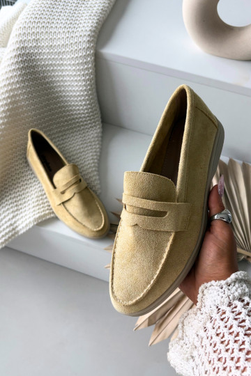 Mocasines de mujer de ante sintético, color amarillo Renelia