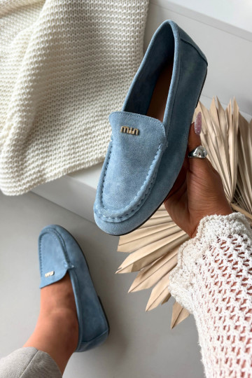 mocasines de mujerPequeñom color doradom Detalem color azul Sarivelle