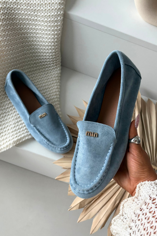 mocasines de mujerPequeñom color doradom Detalem color azul Sarivelle