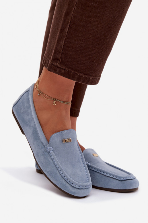 mocasines de mujerPequeñom color doradom Detalem color azul Sarivelle