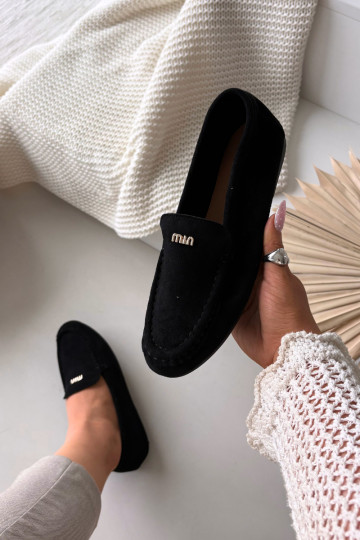 Mocasines de mujer negros con detalles en dorado "Sarivelle"